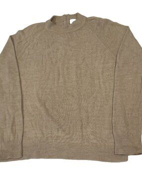Debbie Morgan Women's XL Tan Beige Mock Neck Sweater Back Zip Raglan Sleeve